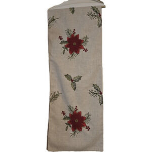 Inspired Treasures Poinsettia Christmas Embroidered Table Runner